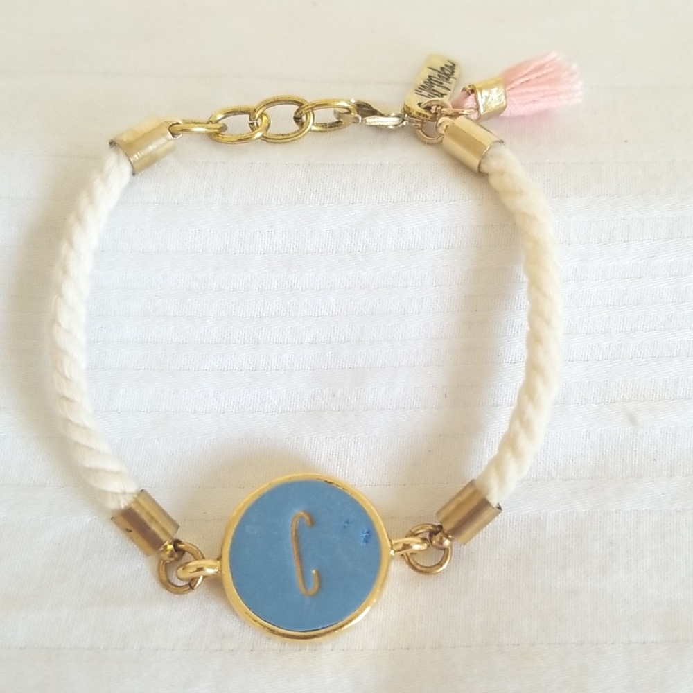 Jill Makes Gold Blue Initial C Bracelet